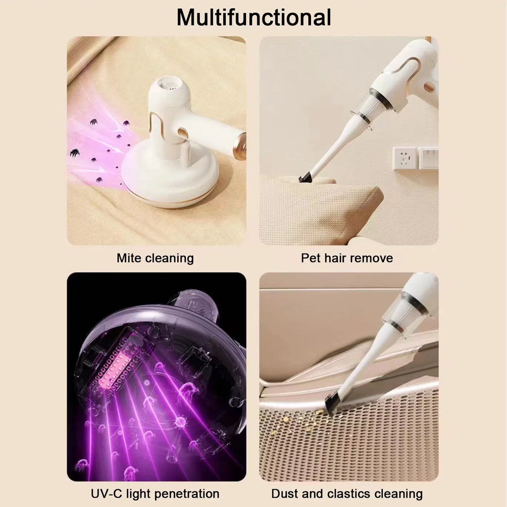 Anself Bed Mattress Cleaner Handdeld Lamp Strong Suction 8000 Timesmin for Carpets Sofa Couch Mint Pet Hair Dust Removal Deep Cleaning Machine