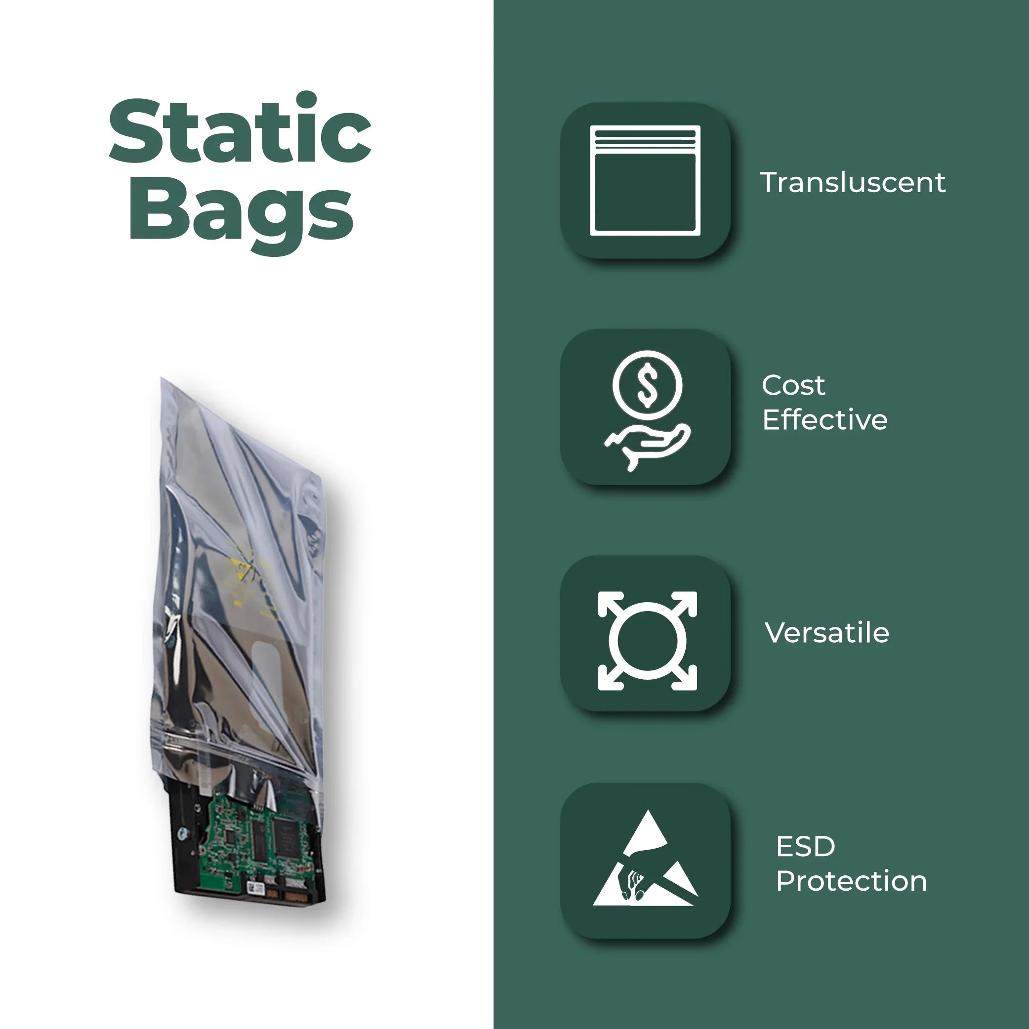 3 Mil Metallic Conductive Transparent Bags 6" x 10" High-Quality 100/CS Dependable ESD Protection