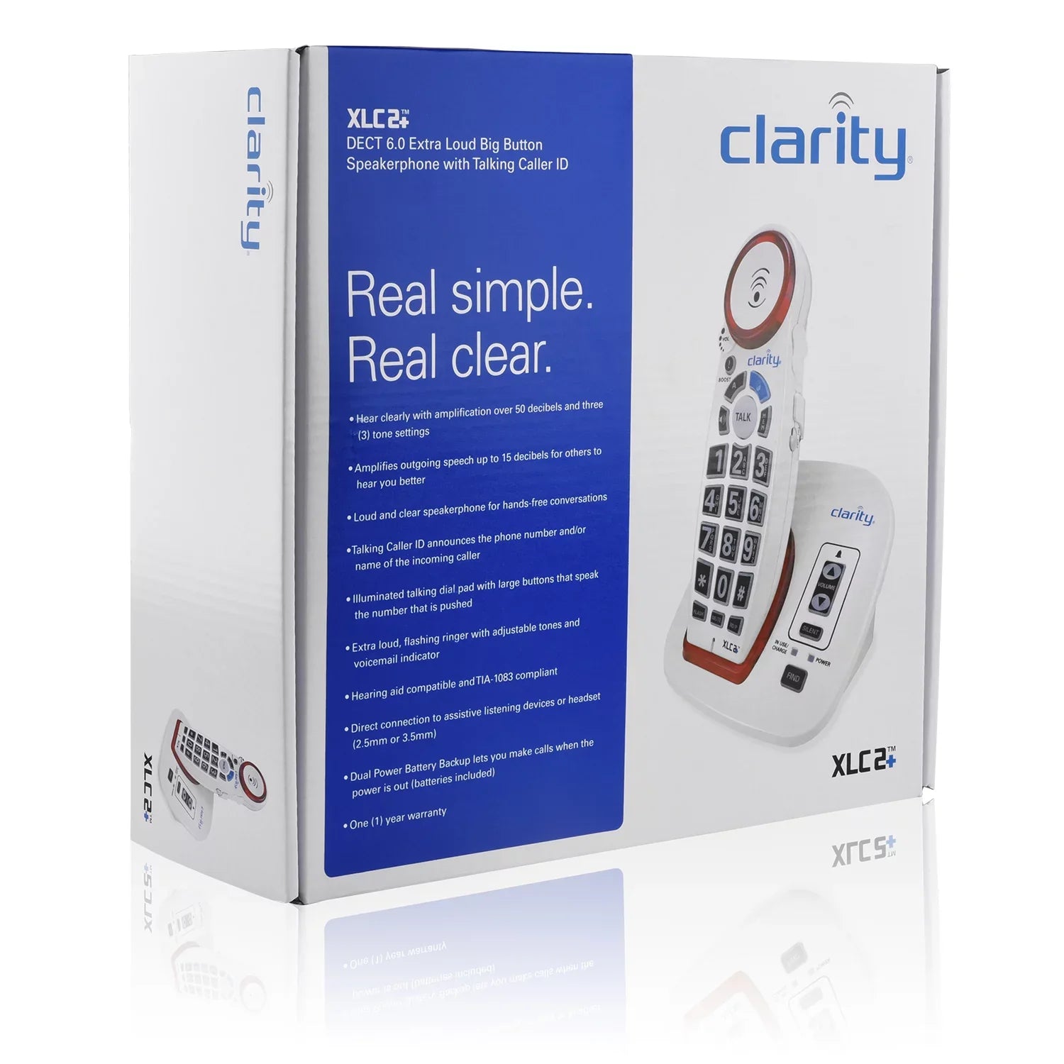 Clarity Amplified Cordless Big Button Speakerphone with Talking Caller ID, White