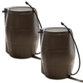 FCMP Outdoor 50-Gallon BPA Free Home Rain Water Barrel, Brown (2 Pack)