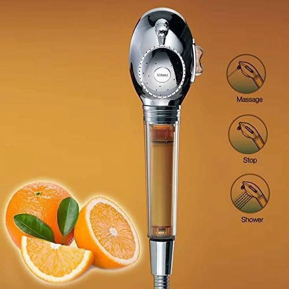 shower head with water filter by - 2 shower filters included - removes up to 99.9% of chlorine and chloramines - low flow premium pressure