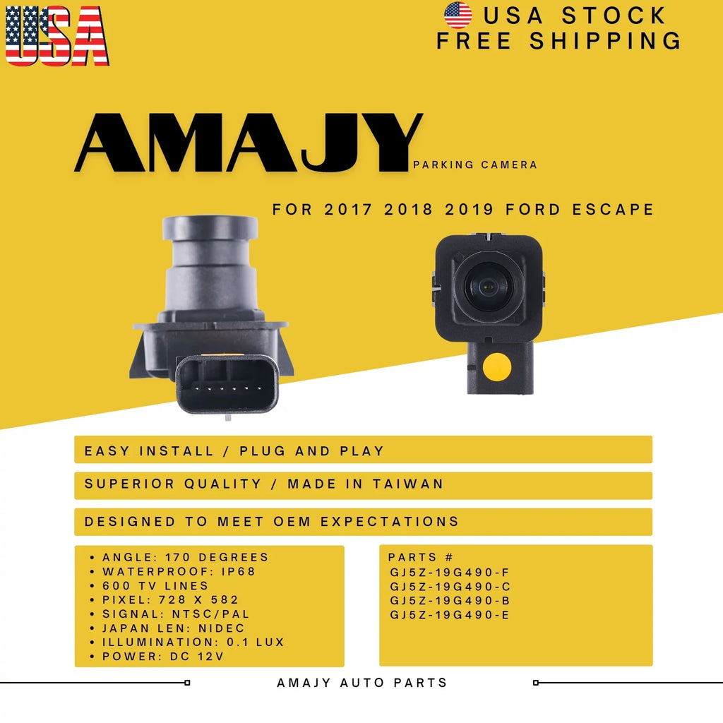 Backup Camera Replaces for 17-19 Ford Escape GJ5Z-19G490-F GJ5Z-19G490-C GJ5Z-19G490-B GJ5Z-19G490-E