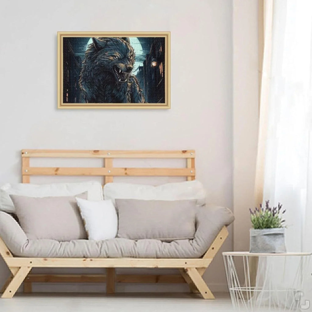 500 PCS Big Wolf Moon Night Jigsaw Puzzle, Paper Wood Composite Material Zigsaw with Storage Bag, Puzzle for Adults, Fun Challenging Brain Exercise Family Game Gift for Kids Friends Parents