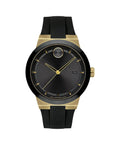 Movado Bold Fusion Swiss Ion-PLatitudeed Gold Steel Case, Silicone strap Men's Watch