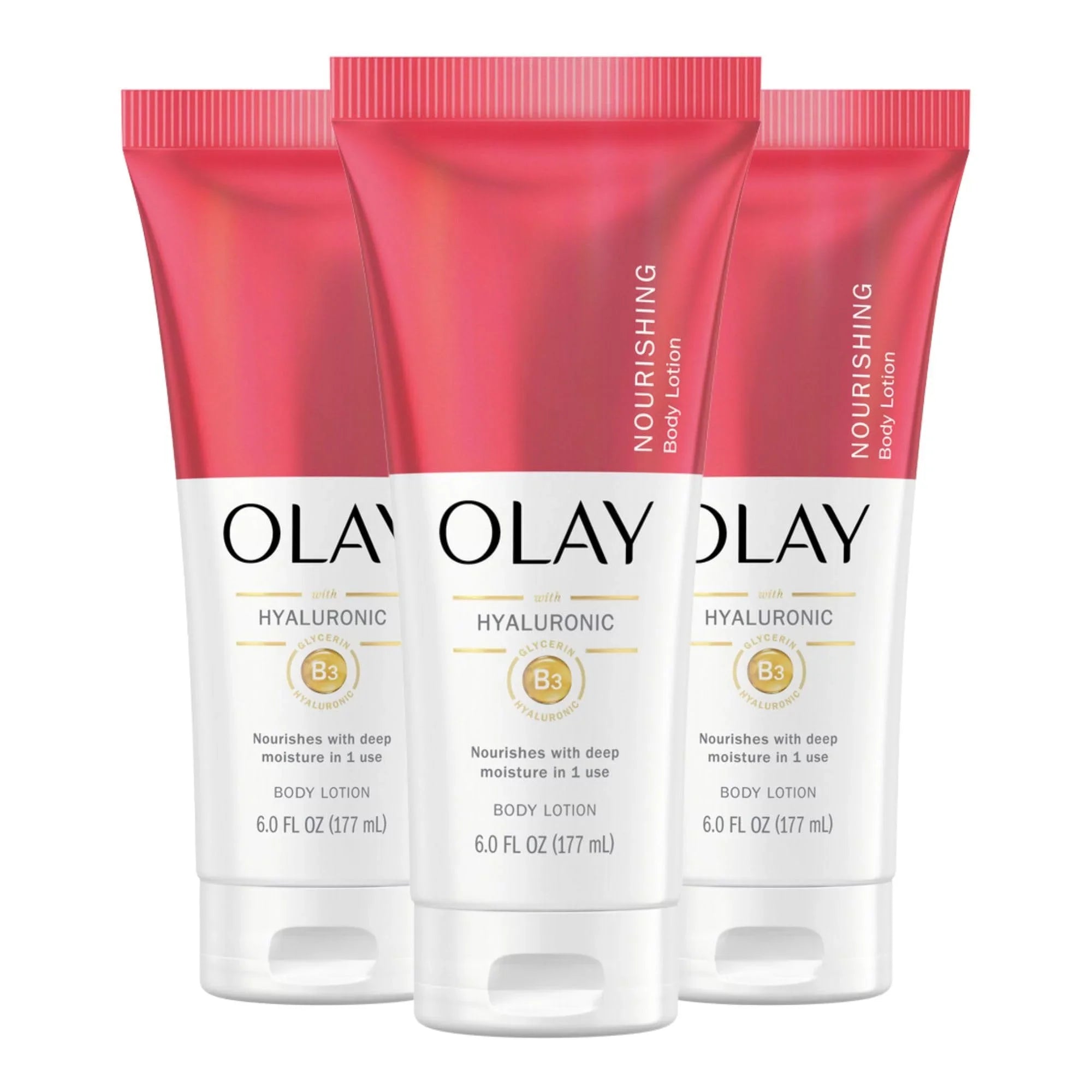 Olay Nourishing & Hydrating Hand And Body Lotion With Hyaluronic Acid, 6 Fl Oz Tube (Pack Of 3)