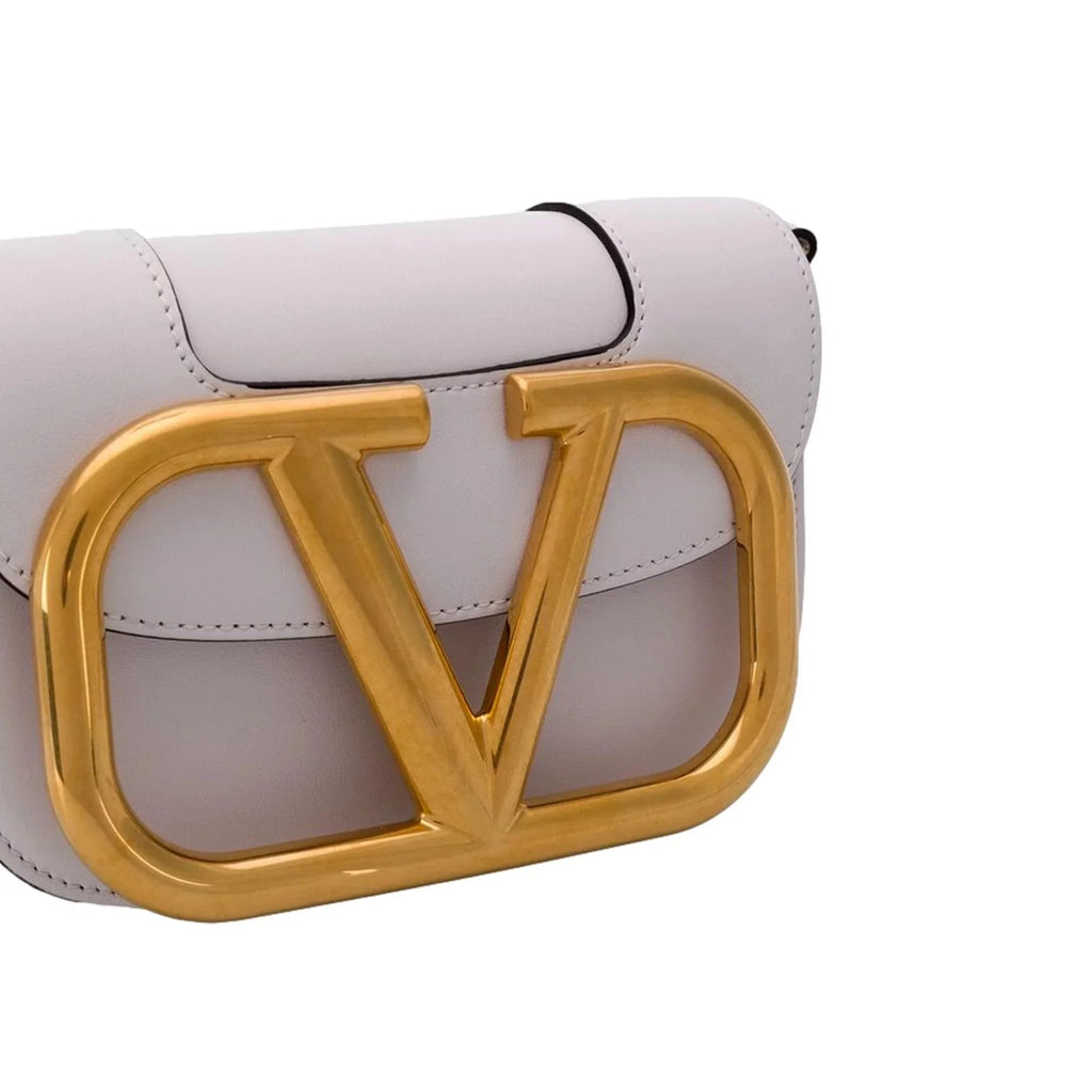 New Valentino Garavani Supervee Ivory Leather Crossbody Bag Small