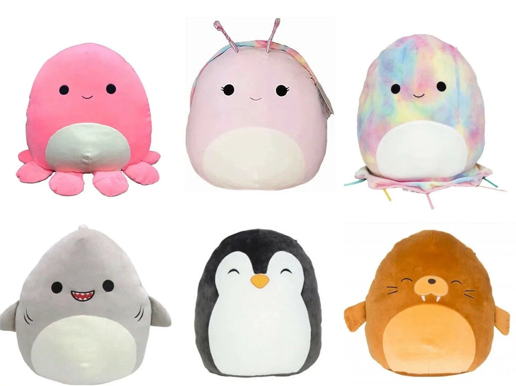 Squishmallow Kellytoy Sea-Life Series 6 Piece 5" Plush Toy Set #A