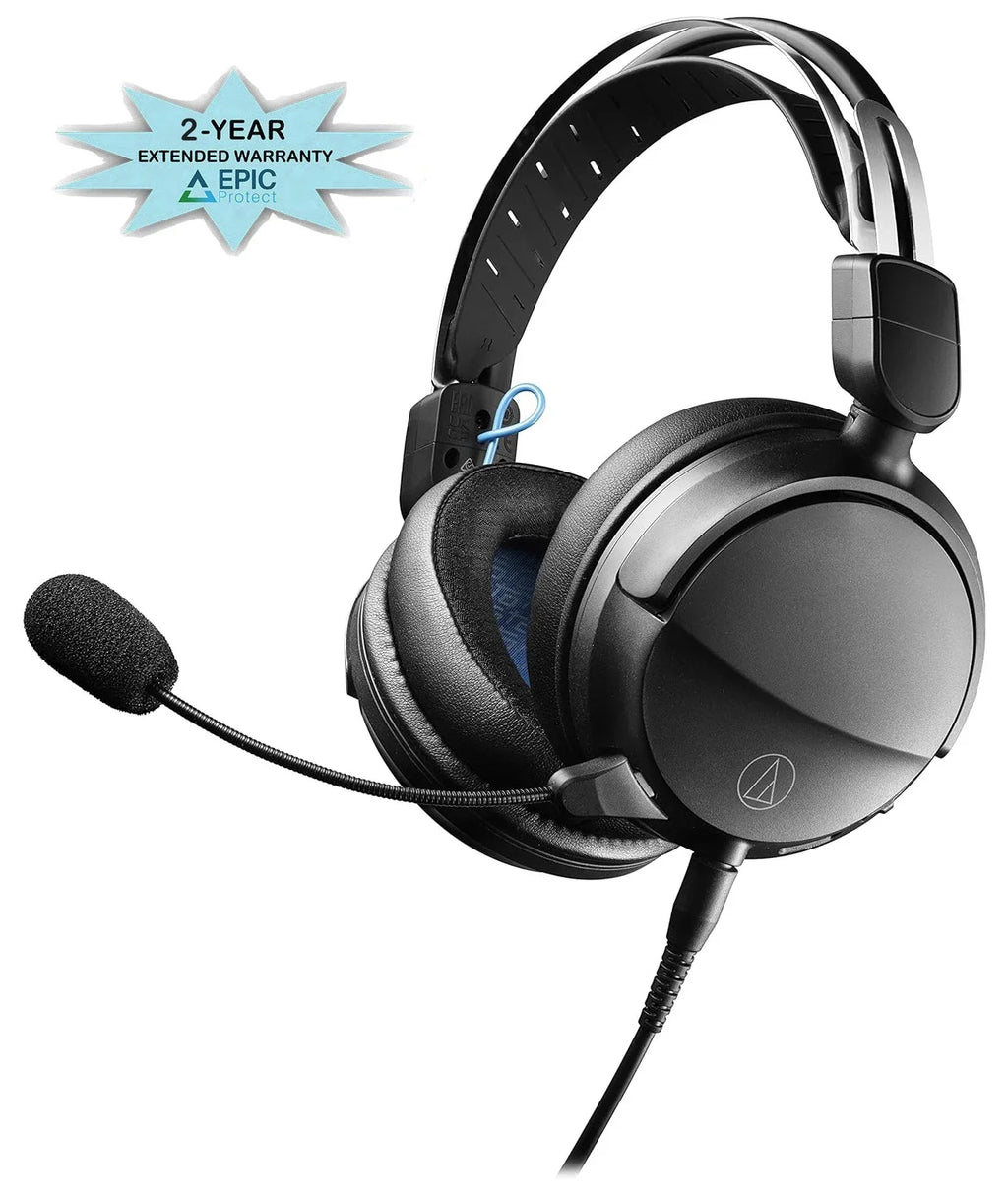 Audio Technica ATH-GL3BK Closed-Back Wired Gaming Headset - Black/Blue with an Additional 2 Year Coverage by Epic Protect (2022)