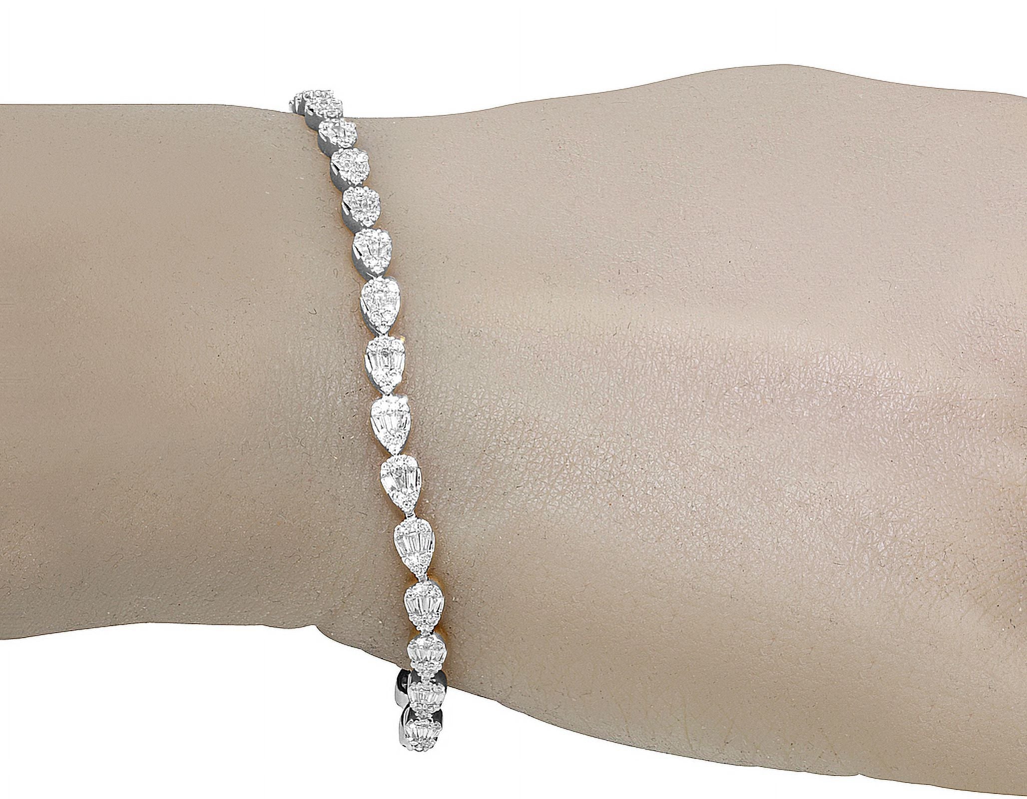 Tear Shaped Baguette Cluster 2.70 CT Diamond Tennis Link Bracelet Gold    4MM    7.75"