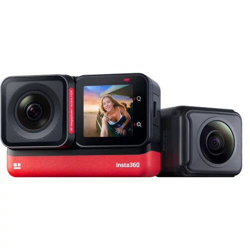 Insta360 ONE RS Twin Edition Action Camera + 70cm Selfie Stick + 128GB SD Card + Spike Mount + Cloth