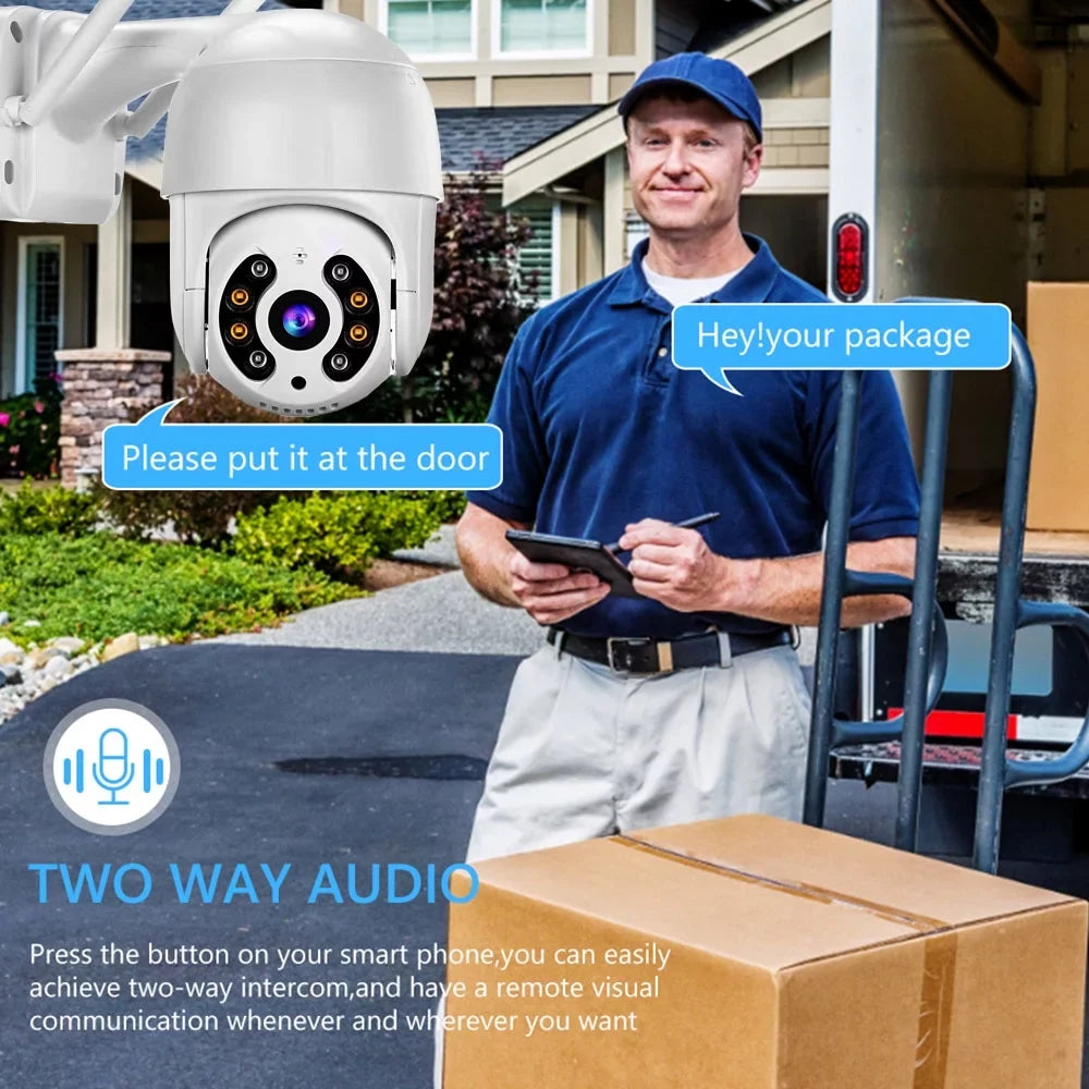 Htovila Outdoor WiFi PTZ Camera, 2MP Wireless WiFi IP Camera Home System with 360° View, Color Night Vision, 2-Way Audio, Motion Detection, Activity Alert, Remote Access, IP66 Waterproof