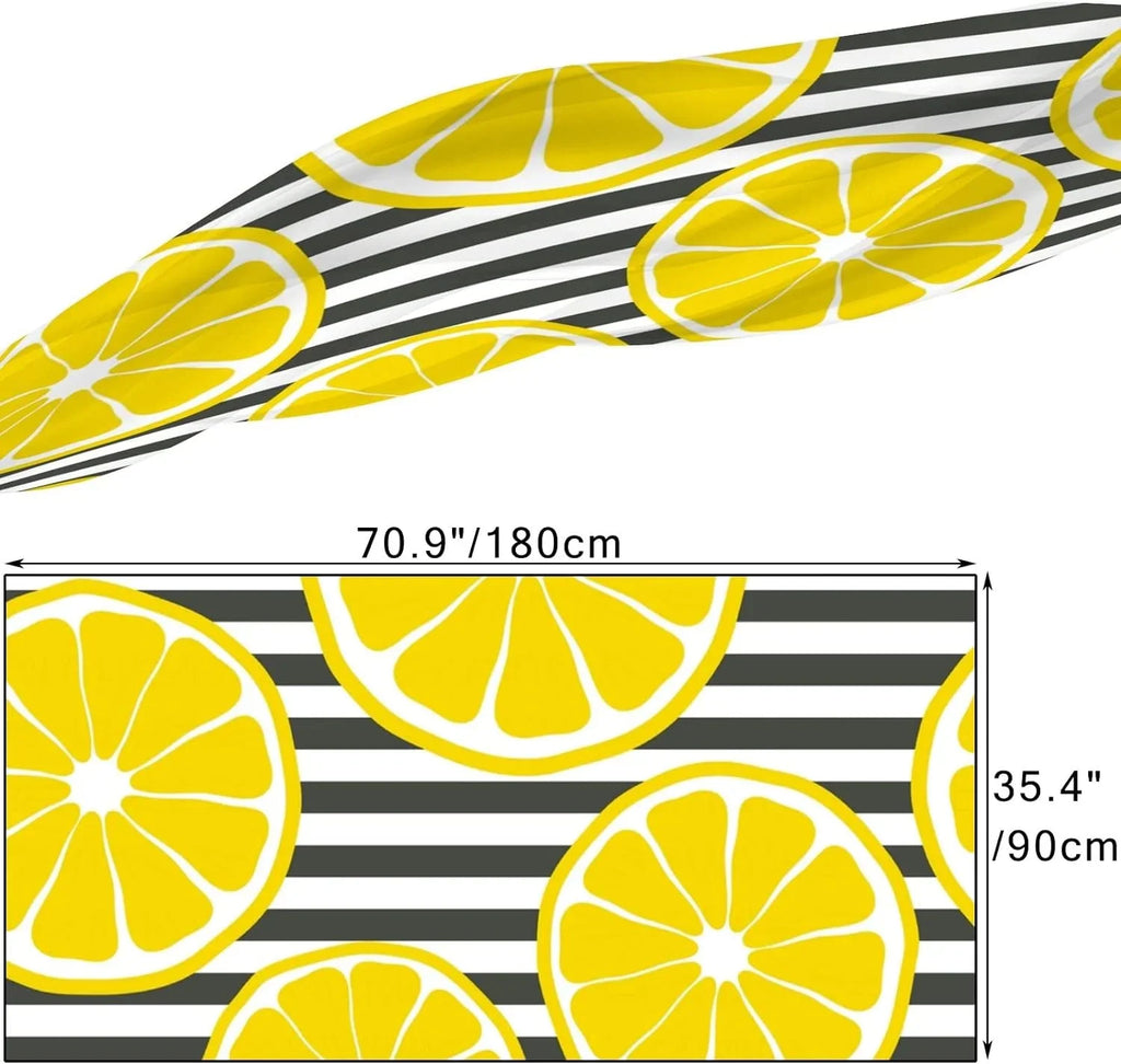 Hyjoy Fresh Lemons On Stripes Long Silk Neck Scarf Lightweight Shawl Wrap Scarves for Women Girls