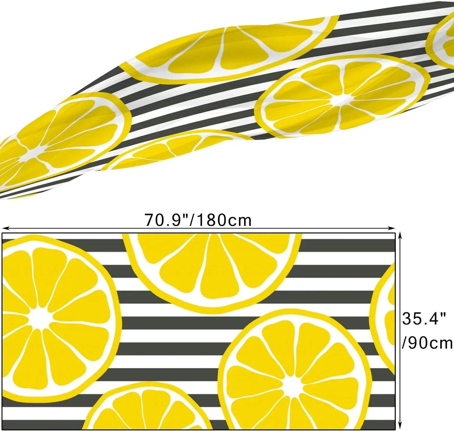 Hyjoy Fresh Lemons On Stripes Long Silk Neck Scarf Lightweight Shawl Wrap Scarves for Women Girls