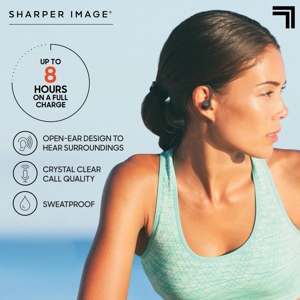 Sharper Image® SoundHaven® Sport True Wireless Bluetooth Earbuds with Qi Charging Case, Black