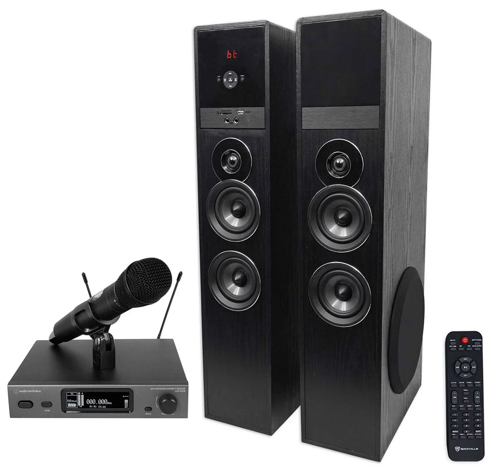 Audio Technica ATW-3212/C710DE2 Wireless Handheld Mic+Tower Home Theater Speaker