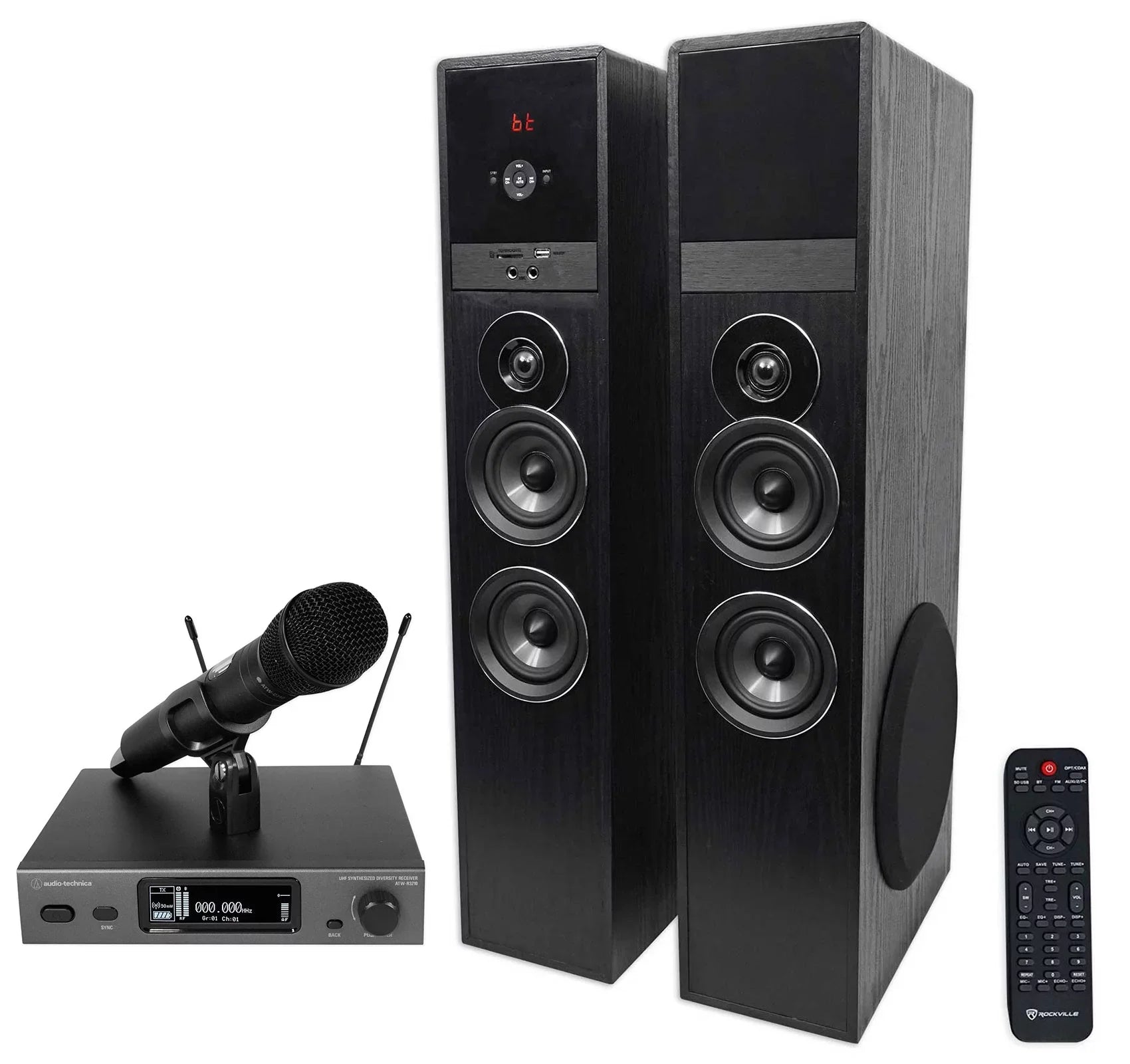 Audio Technica ATW-3212/C710DE2 Wireless Handheld Mic+Tower Home Theater Speaker