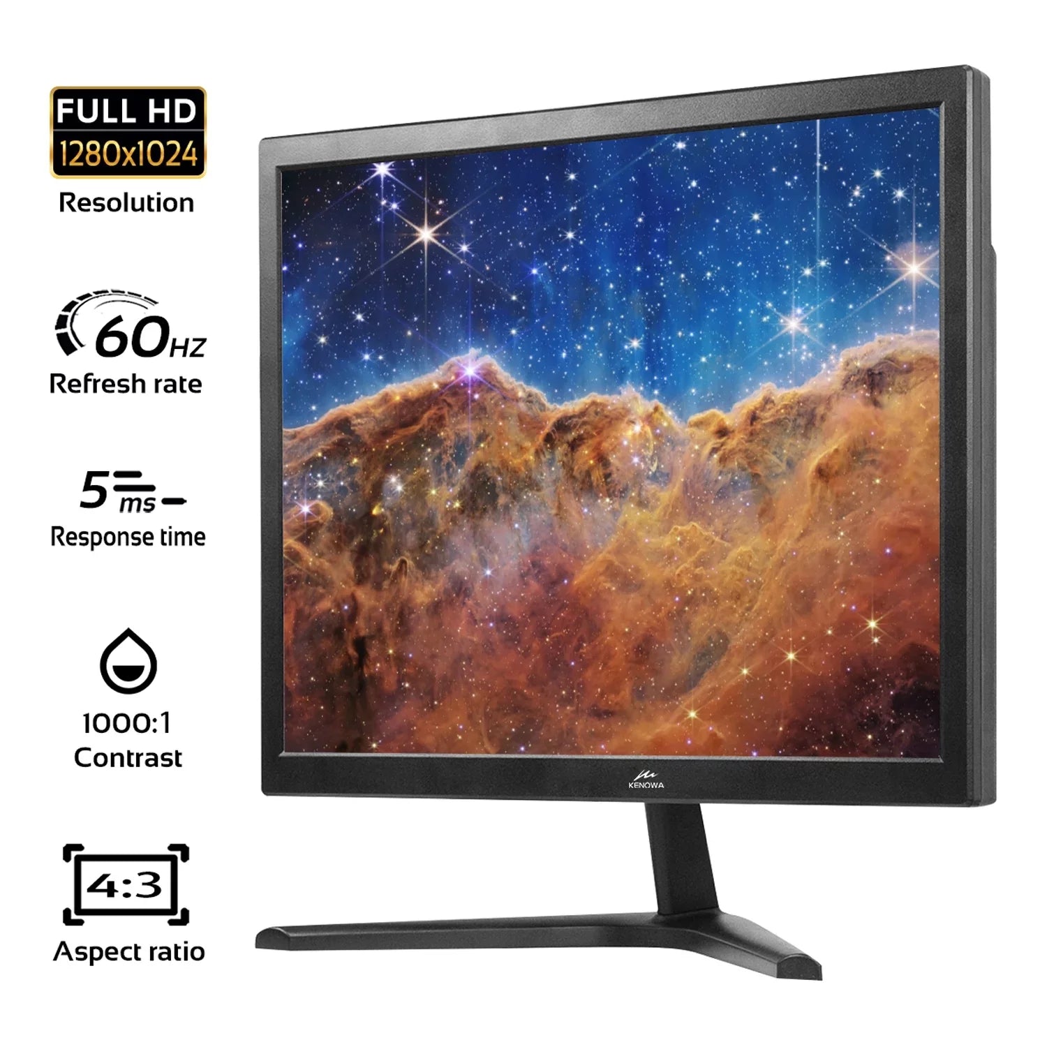 KENOWA 17 inch Ultra Slim 60Hz 1280X1024 LCD Computer Monitor, 250 CD/m² Desktop Gaming Computer Display FLatitude Panel HDMI Compliant VGA