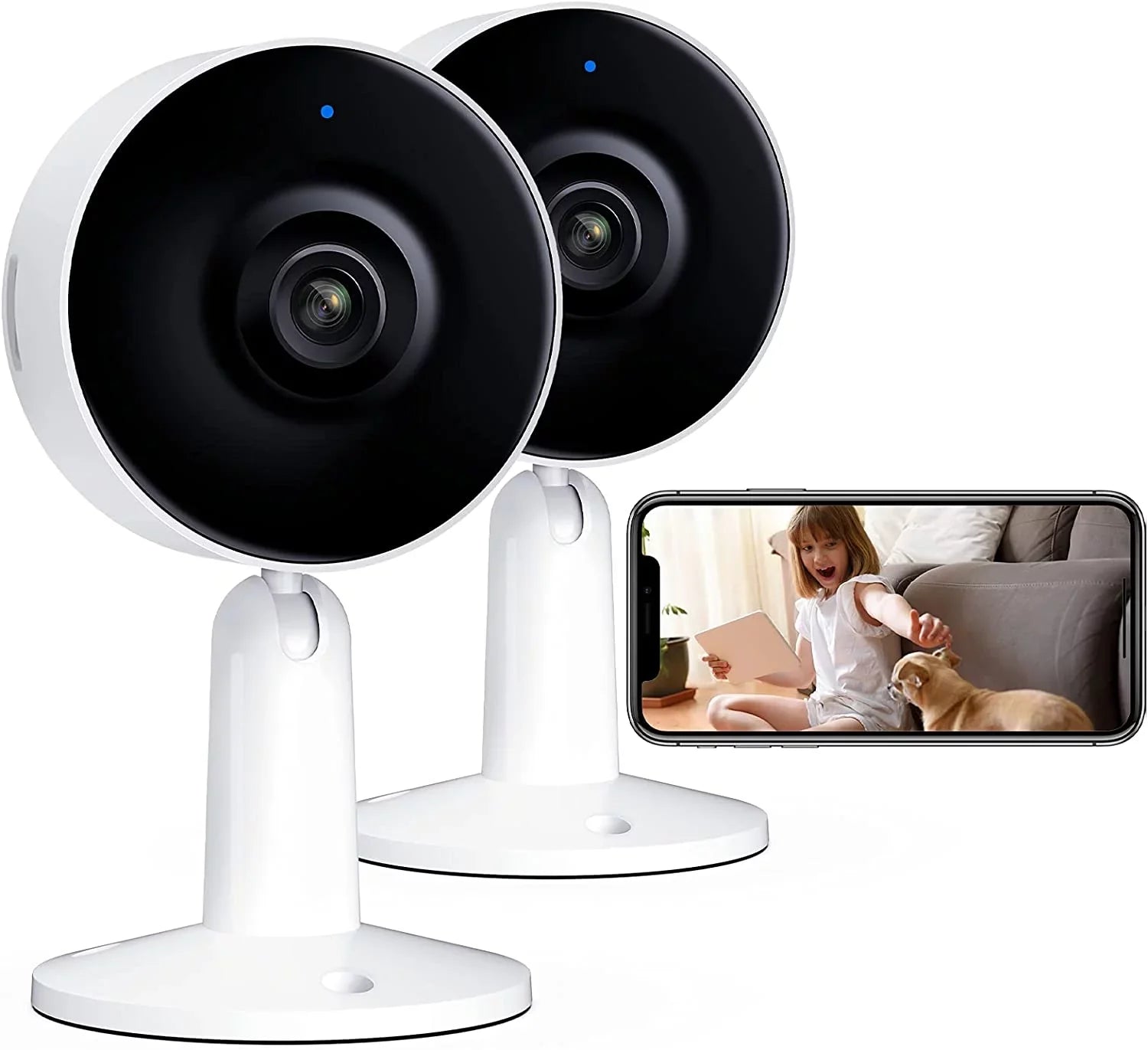 Arenti IN1 Indoor Home Security Camera , (2-Pack) Wifi and Phone APP 1080p HD 2-Way Audio Night Vision Surveillance Camera