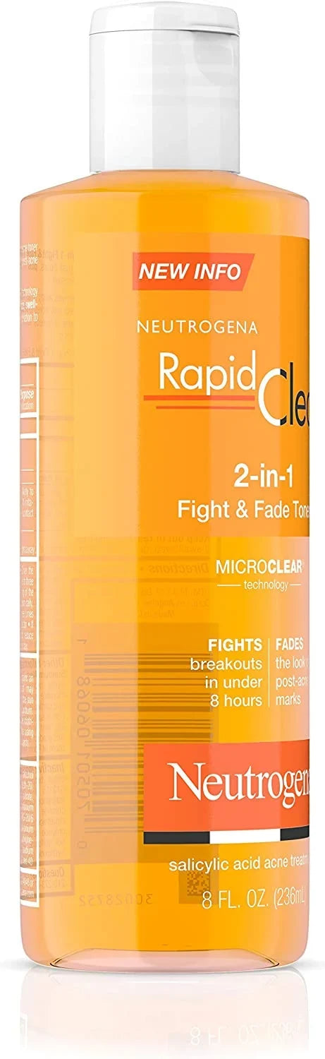 Neutrogena Rapid Clear 2-in-1 Fight & Fade Toner 8 oz (Pack of 2)