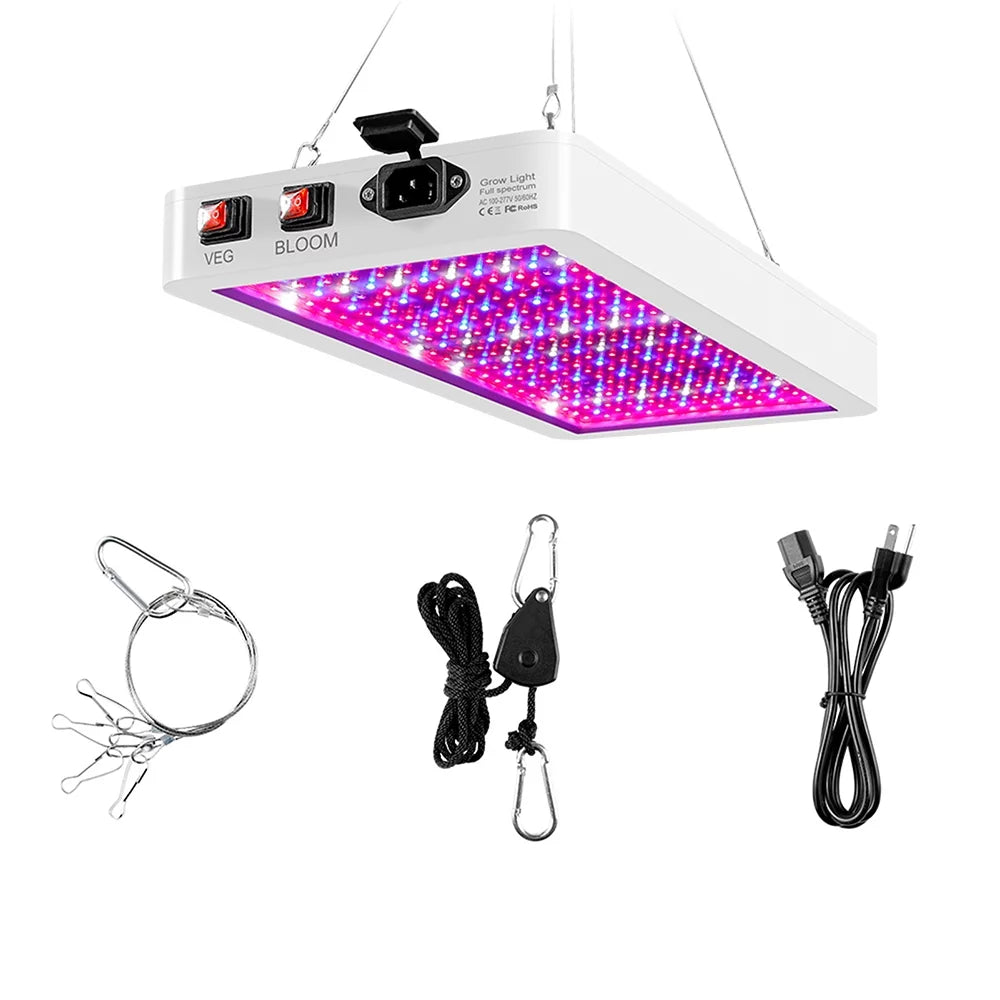 Gecheer 2000W  Grow  for Indoor Plants 312 LEDs Full Spectrum Veg and Bloom Dual Switch IP65 Waterproof Hanging Plant Growing Lamps for Seedlings Flowers Greenhouse