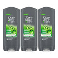 Dove Men + Care Refreshing Extra Fresh 3-In-1 Hair, Body And Face Wash Pack Of 3 With 24-Hour Nourishing Micromoisture Technology Body Wash For Men 400 Ml