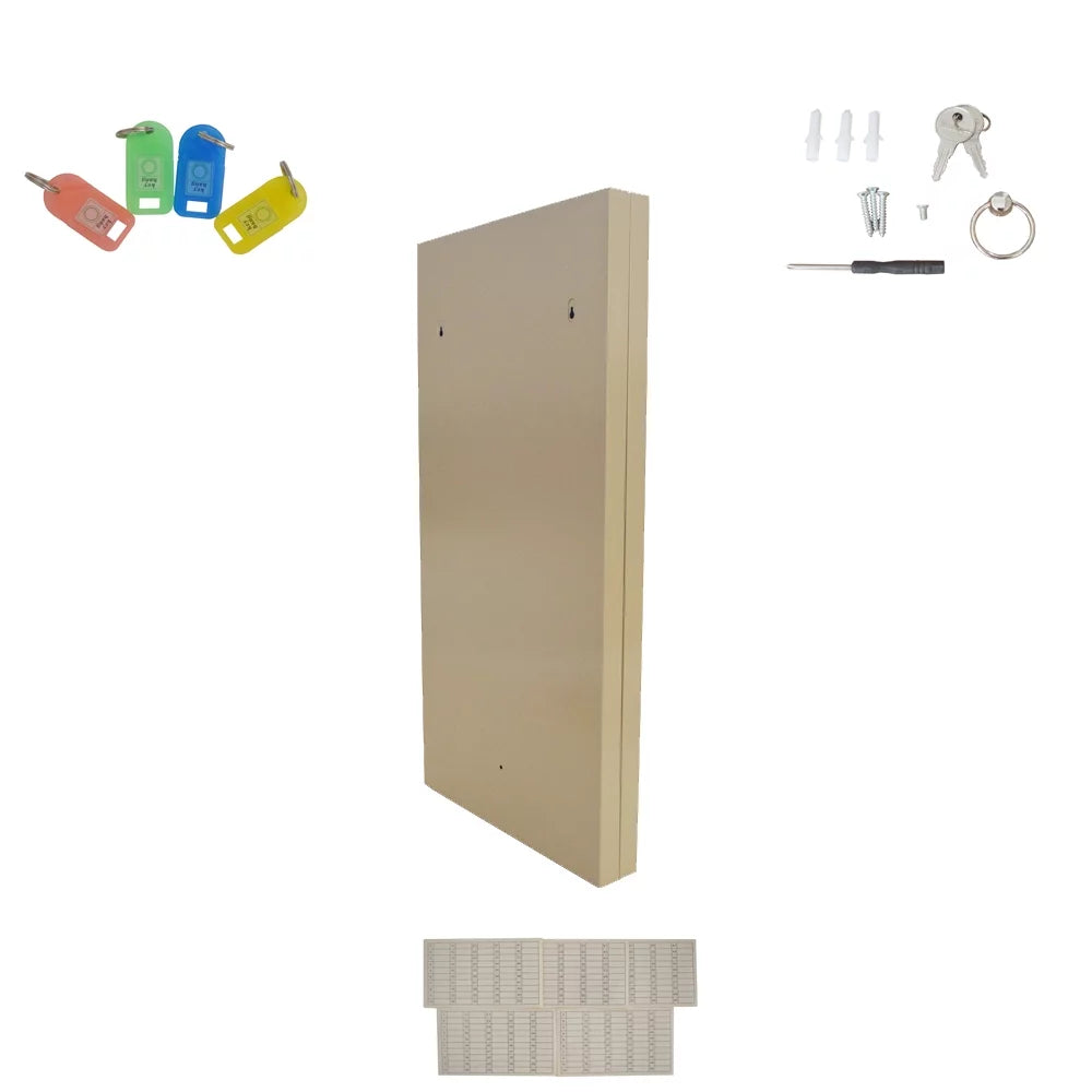 EQCOTWEA Key Cabinet 100 Hooks Lock Box Wall Mount Key Organizer Beige
