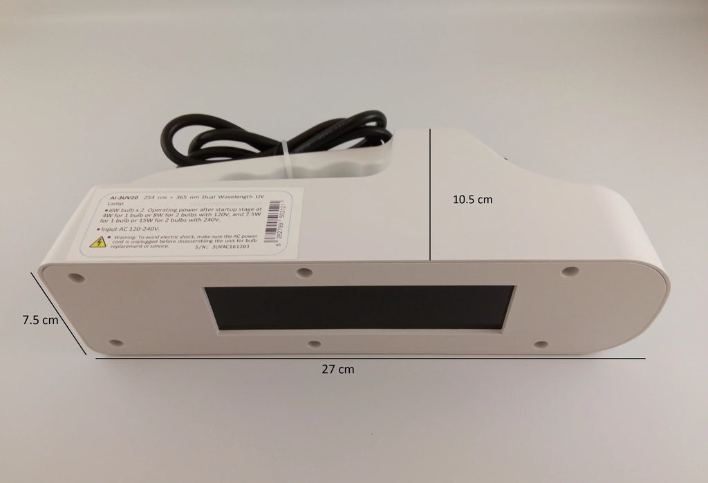 UV Lamp for Lab and Mineral Rocks w/ vis. Light Filter 6W x2 254nm + 365nm UVC + UVA 120-240V AC Powered AAdvance Instruments AI-3UV20