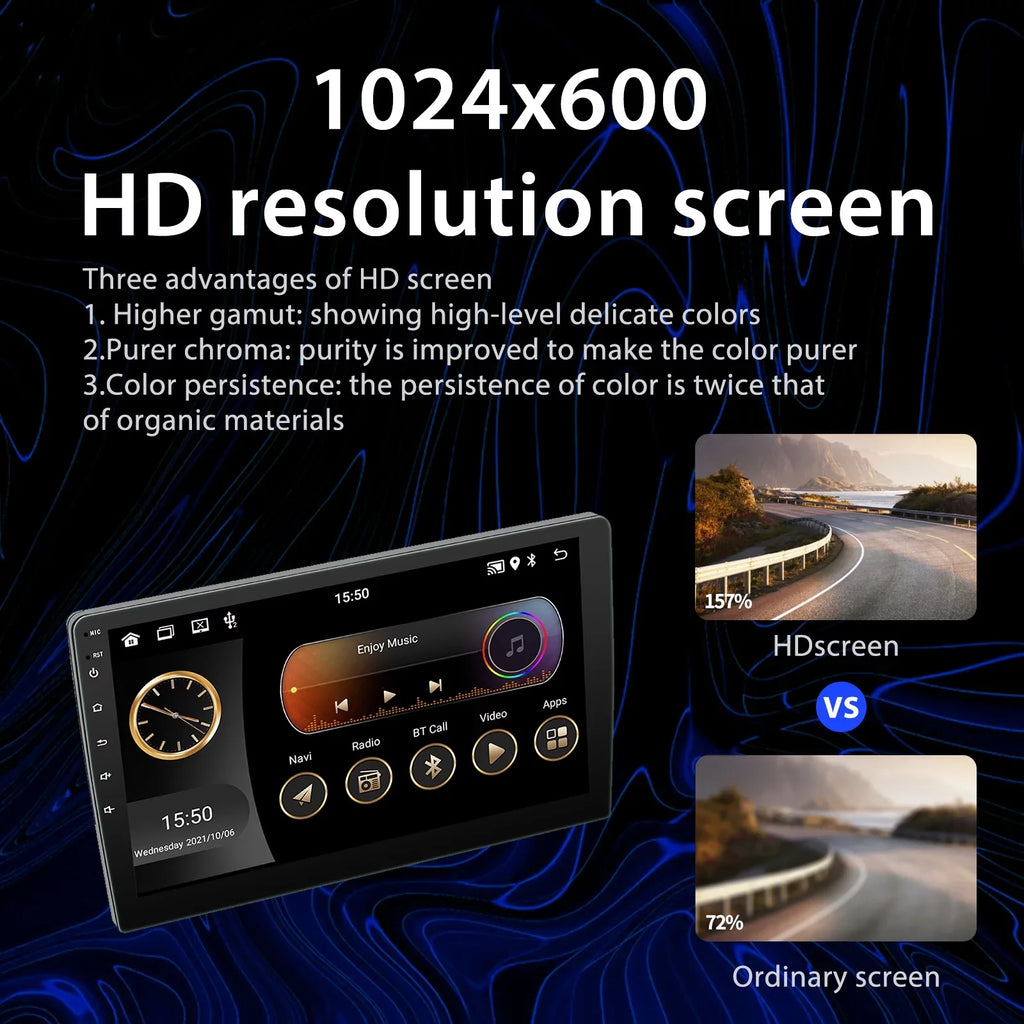 2022 Android 10.1 Inch Touch Screen Double Din GPS Navigate Car Stereo Radio With Bluetooth FM, Mirror Link, Backup Camera(2+16GB)