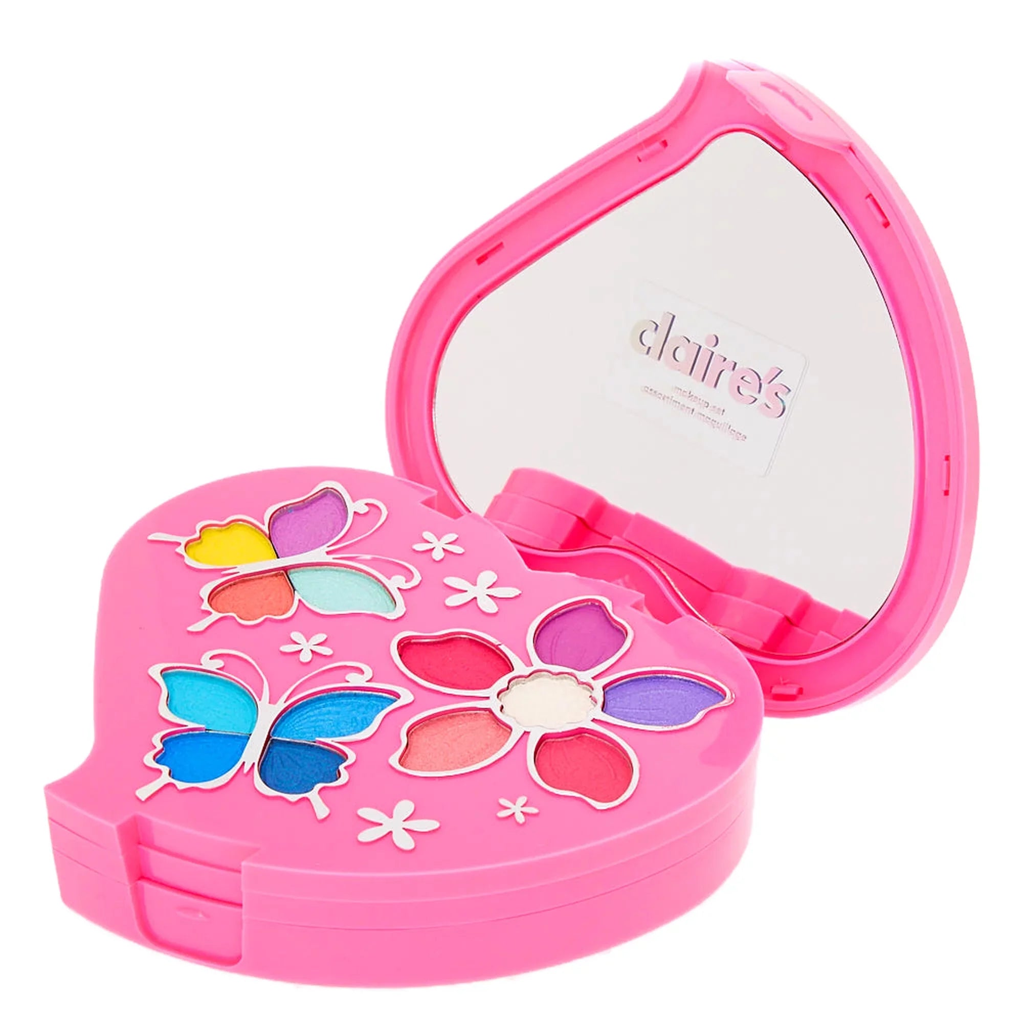 Claire's Pink Heart Shapped Girls Cosmetics Palette, Includes Eyeshadow, Eyeliner, Blush, Lipgloss and Applicators, 57275