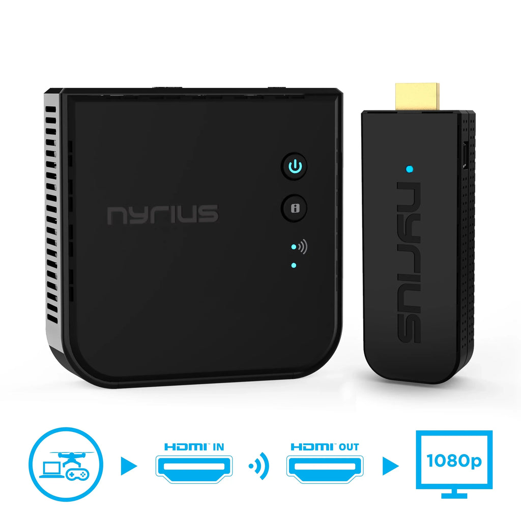 Nyrius Aries Pro Wireless HDMI Transmitter and Receiver to Stream HD 1080p 3D Video from Laptop, PC, Cable, Netflix, YouTube, PS4, Drones, Pro Camera, to HDTV/Projector/Monitor - 5 Pack