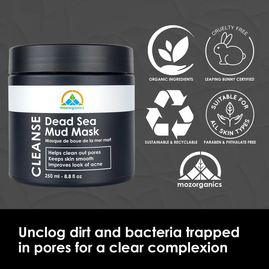 Dead Sea Mud Mask for Face and Body - Best Cleansing Clay for Blackheads, and Clogged Pores (8.8oz.)