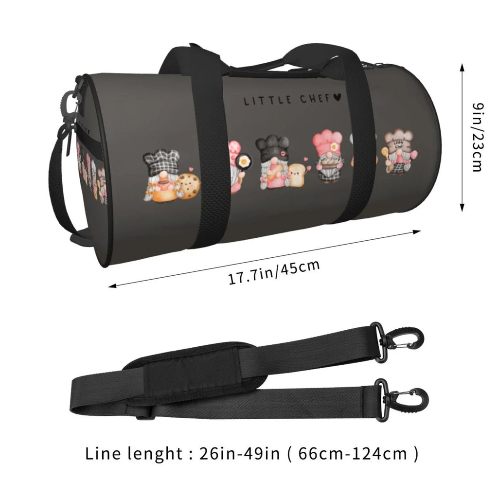 Coaee Baker Gnome Large Capacity Travel Luggage Bag Cylinder Gym Bag Waterproof Sports Bag with Pocket and Compartment