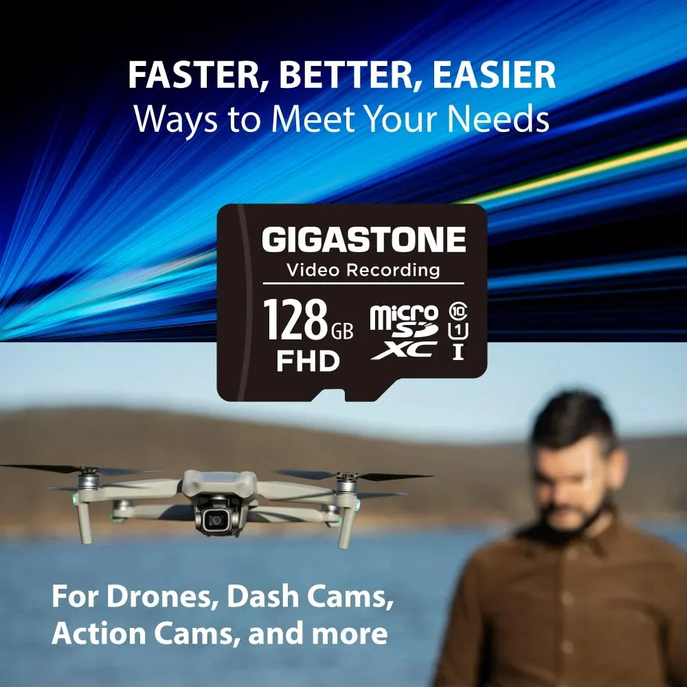 Gigastone 128GB 5-Pack Micro SD Card, 4K Video Pro, GoPro, Surveillance, Security Camera, Action Camera, Drone, 85MB/s MicoSDXC Memory Card UHS-I Class 10, with Adapter-GS-MSD-128-V-5PK-B