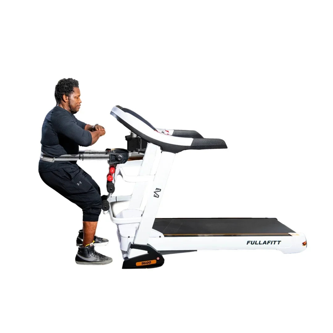 World Best Folding Treadmill by FULLAFITT, 4.5, Massage Belt, Wide LED Monitor, Bluetooth, Speakers, Preset Programs, Pulse Grip, Pressure Free Running Board