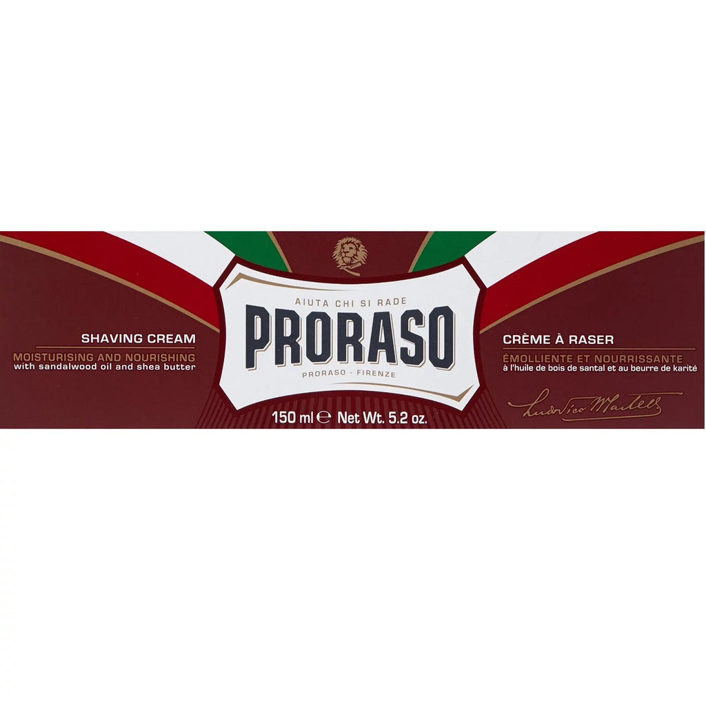 Proraso Shaving Soap Cream Sandalwood Shea Butter Sapone Da Barba in for Coarse Beard 150ml tube - RED 3 Pack