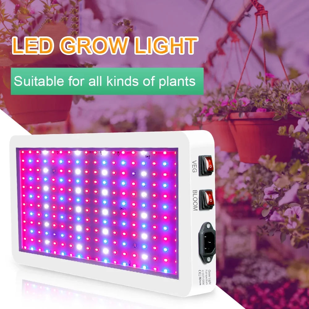 Gecheer 2000W  Grow  for Indoor Plants 312 LEDs Full Spectrum Veg and Bloom Dual Switch IP65 Waterproof Hanging Plant Growing Lamps for Seedlings Flowers Greenhouse