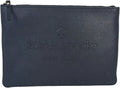 Kate Spade Gia Large Pouch Soft Pebbled Leather Logo Embossed Clutch Bag Black