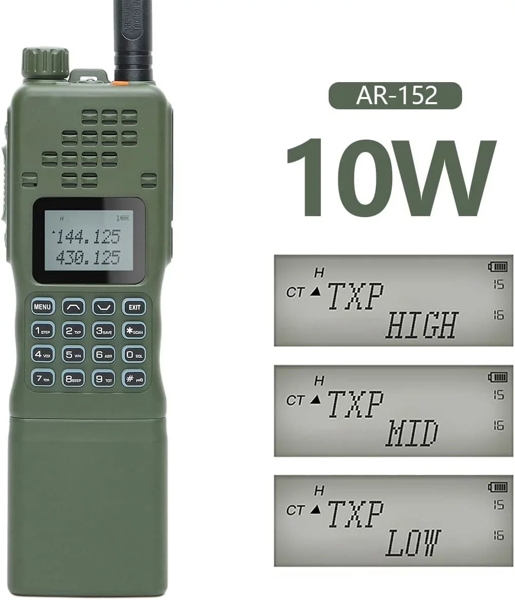 ABBREE AR-152 10W Powerful Ham Radio Portable Tactical Two Way Radio Long Range Walkie Talkie 12000mAh Battery with Extra Programming Cable Full Kits