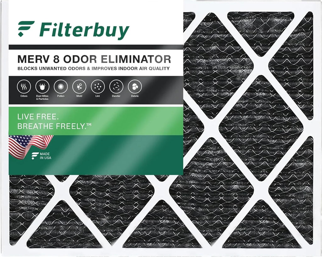 Filterbuy 14x18x1 MERV 8 Odor Eliminator Pleated HVAC AC Furnace Air Filters with Activated Carbon (1-Pack)