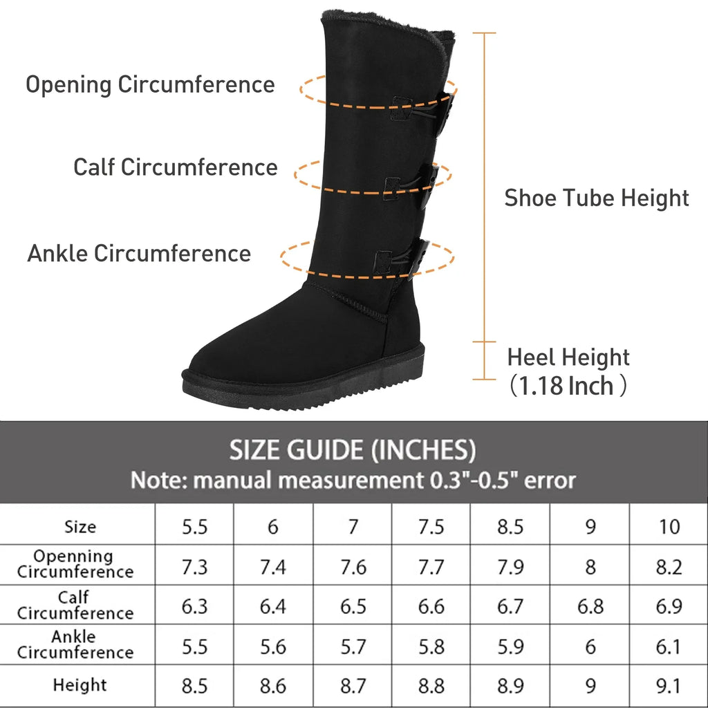 CAMEL Winter Tall Boots for Women Snow Boot Button Fashion Black Boots Knee High Classic Slip On Boot Outdoor Shoes