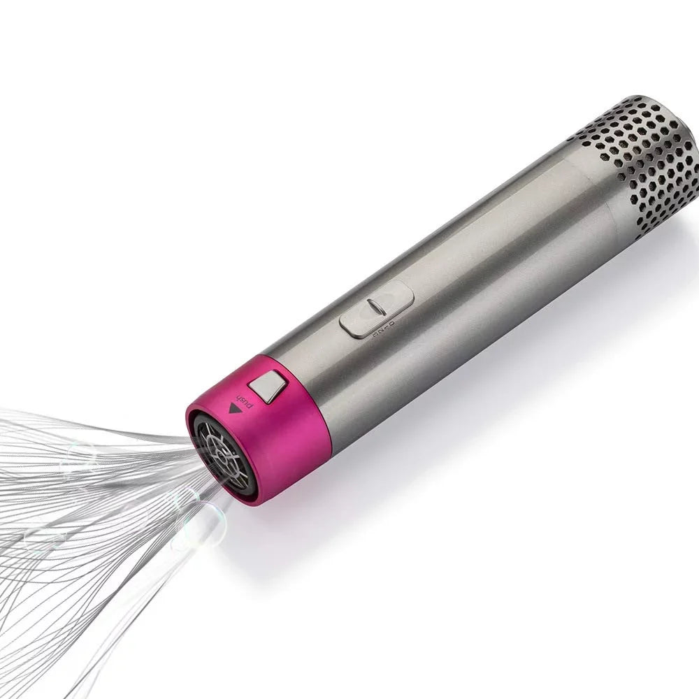 5-in-1 Electric Hair Dryer Brush - Negative Ionic Hair Styler with Detachable Brush Heads - Blow Dryer Brush for Straightening and Automatic Curling Styling, Color: Pink