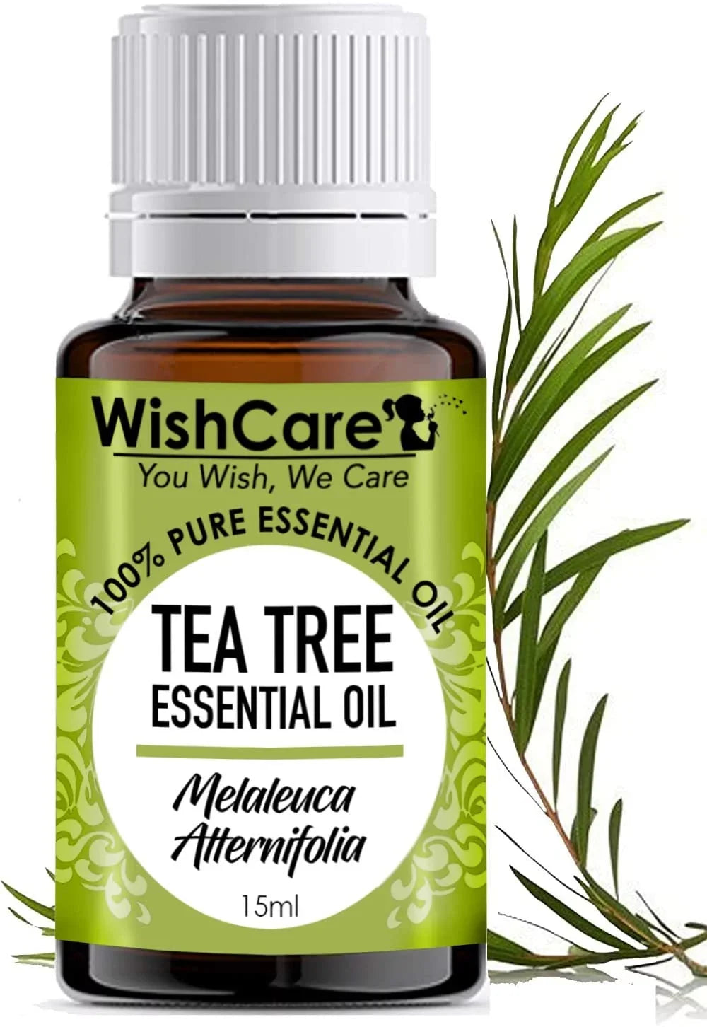 WishCare Tea Tree Essential Oil 15 ML - 100% Pure, Undiluted & Natural - For Skin, Hair and Acne Care
