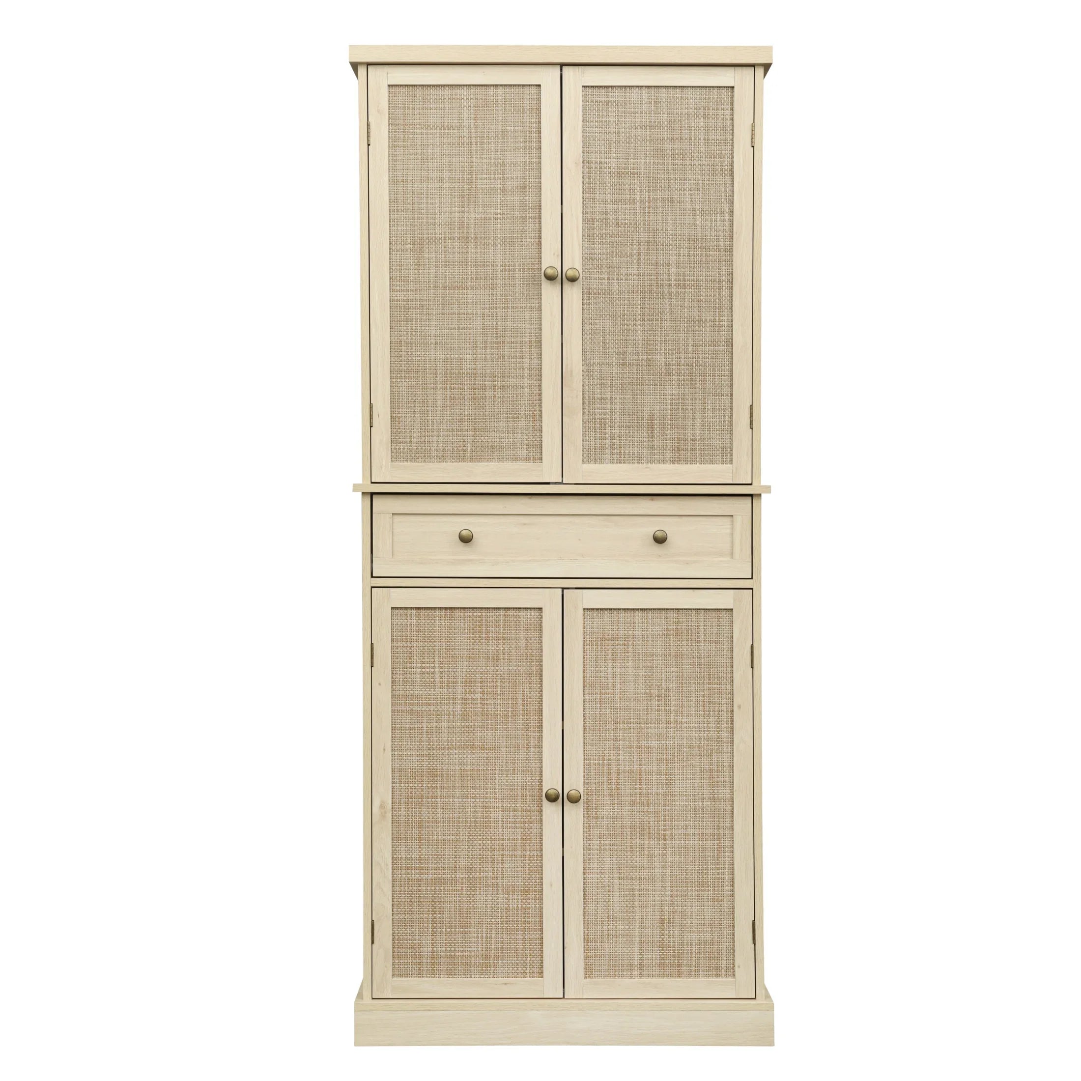 4 Door Cabinet with 1 Drawer, with 4 Adjustable Inner Shelves, Storage Cabinet