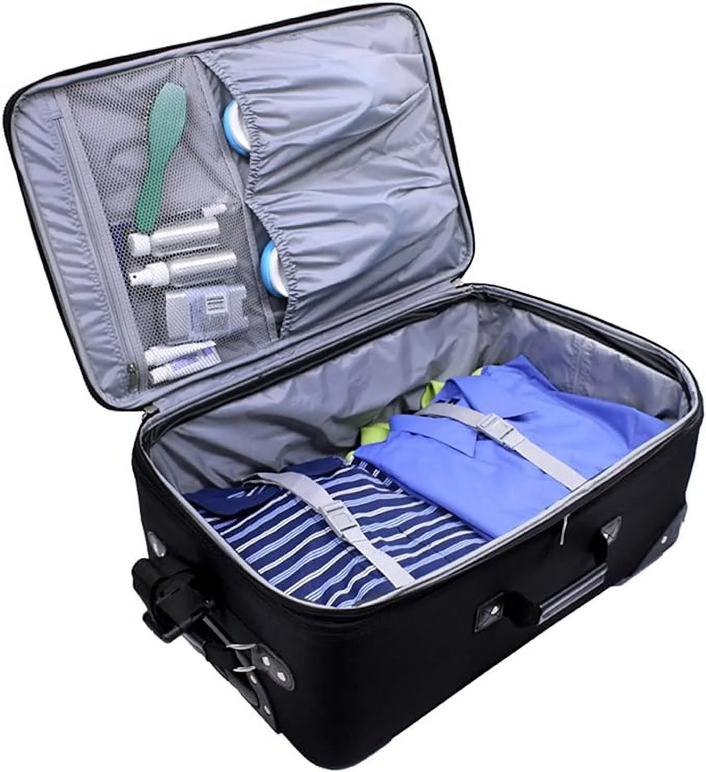 U.S. Traveler New Yorker Lightweight Softside Expandable Travel Rolling Luggage, Black/Grey, 4-Piece Set (15/21/25/29)