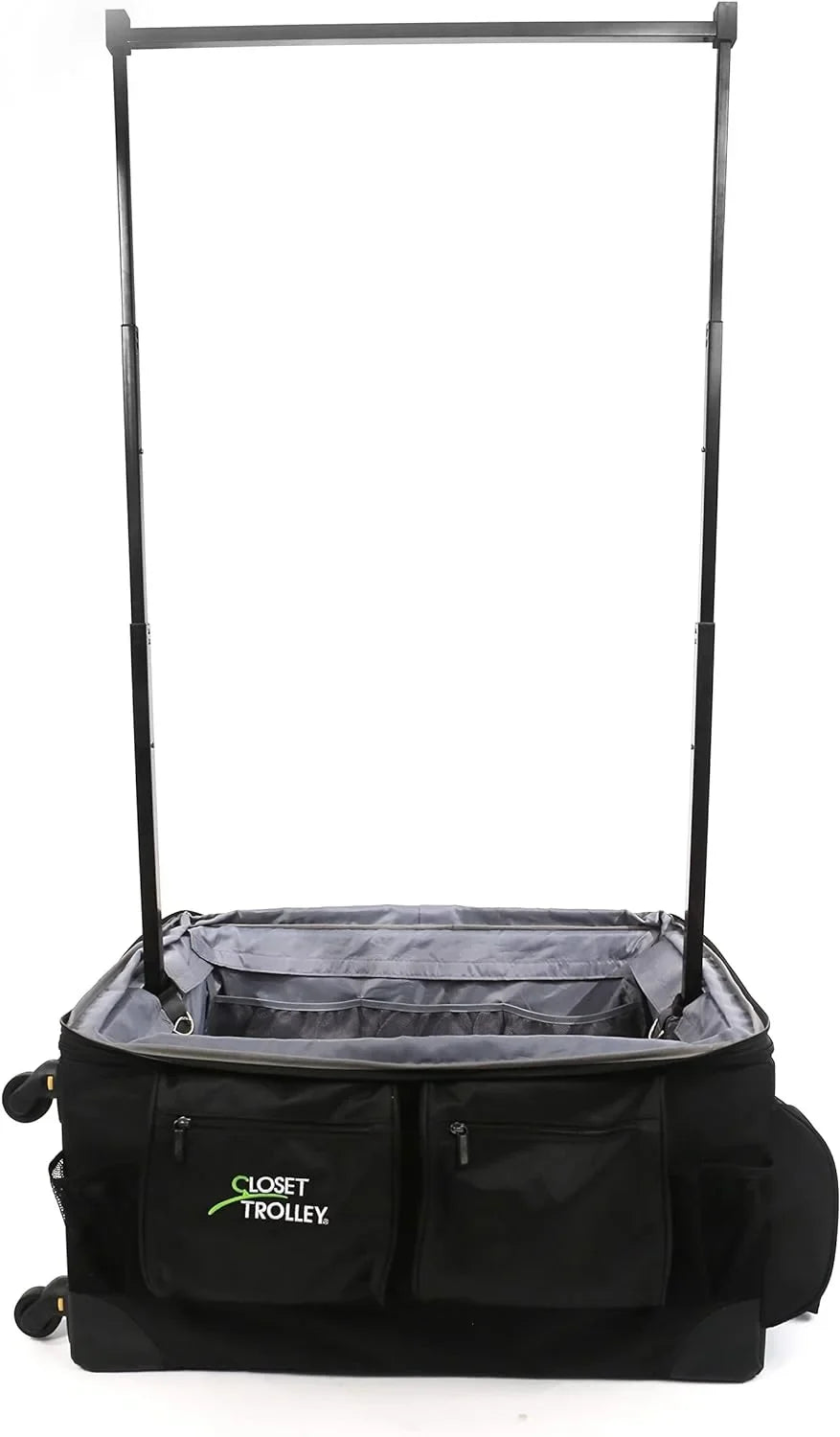 YFbiubiulife Collapsible Rolling Dance Bag w/No-Lean Garment Rack - BLACK