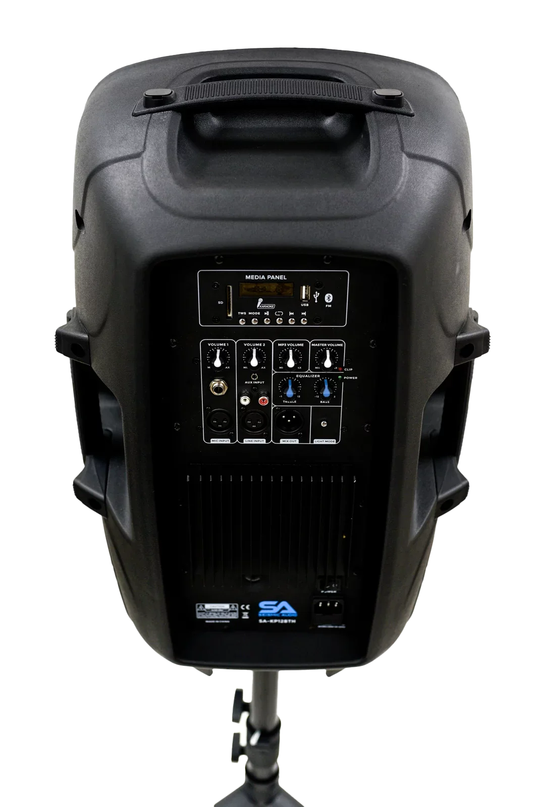 Seismic Audio SA-KP15BTH Active 15 Inch DJ Home Karaoke Bluetooth Party Speaker PA System with Stand, LED Lights, Microphone, Cable and Remote
