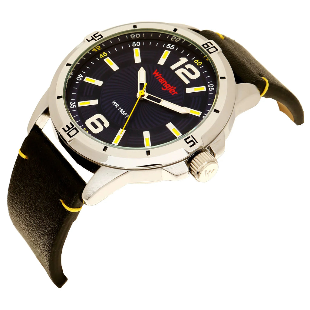 Wrangler 48mm Blue Dial, Black Strap Watch