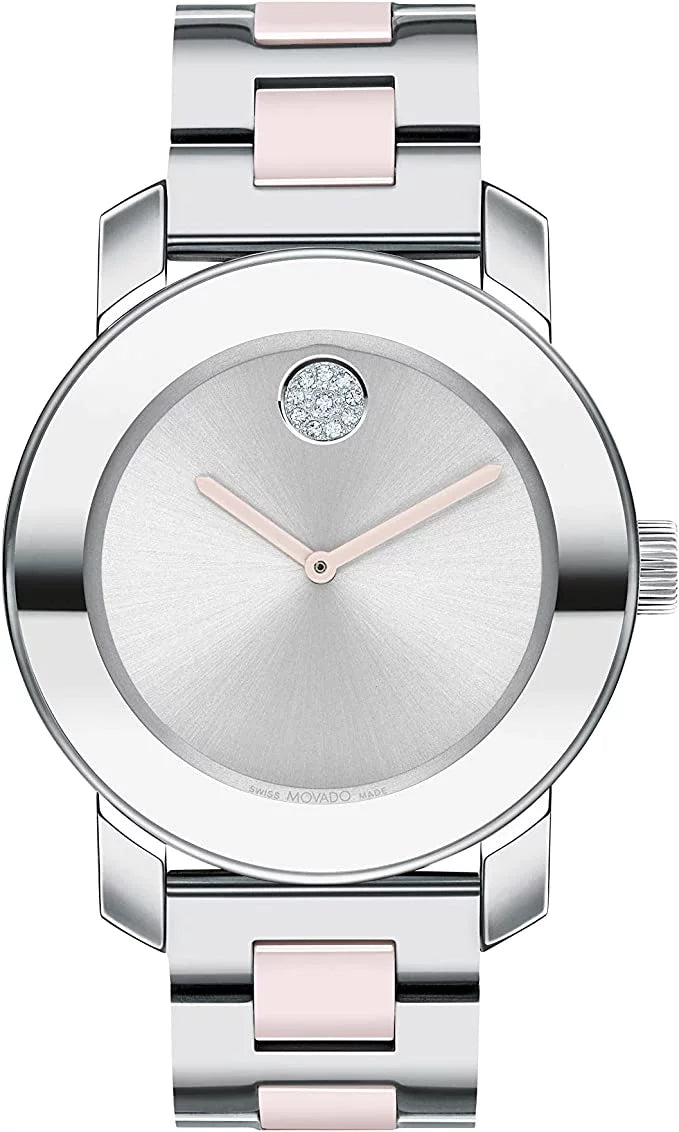 Movado Women's Bold Ceramic Swiss Quartz Watch with Stainless Steel Strap, Two Tone, 18 (Model: 3600801)