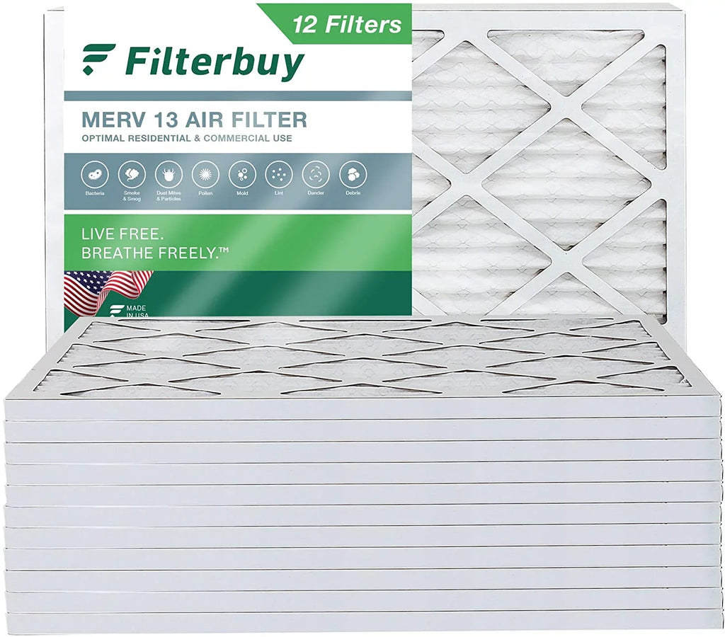 Filterbuy 24x30x1 MERV 13 Pleated HVAC AC Furnace Air Filters (12-Pack)