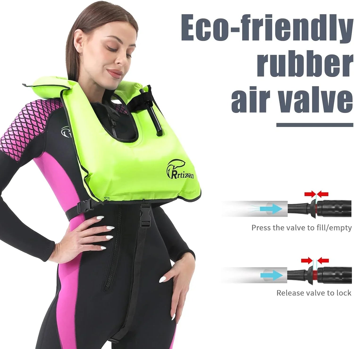 Rrtizan Snorkel Vest, Adults Portable InfLatitudeable Swim Vest Jackets for Snorkeling Swimming Diving Safety